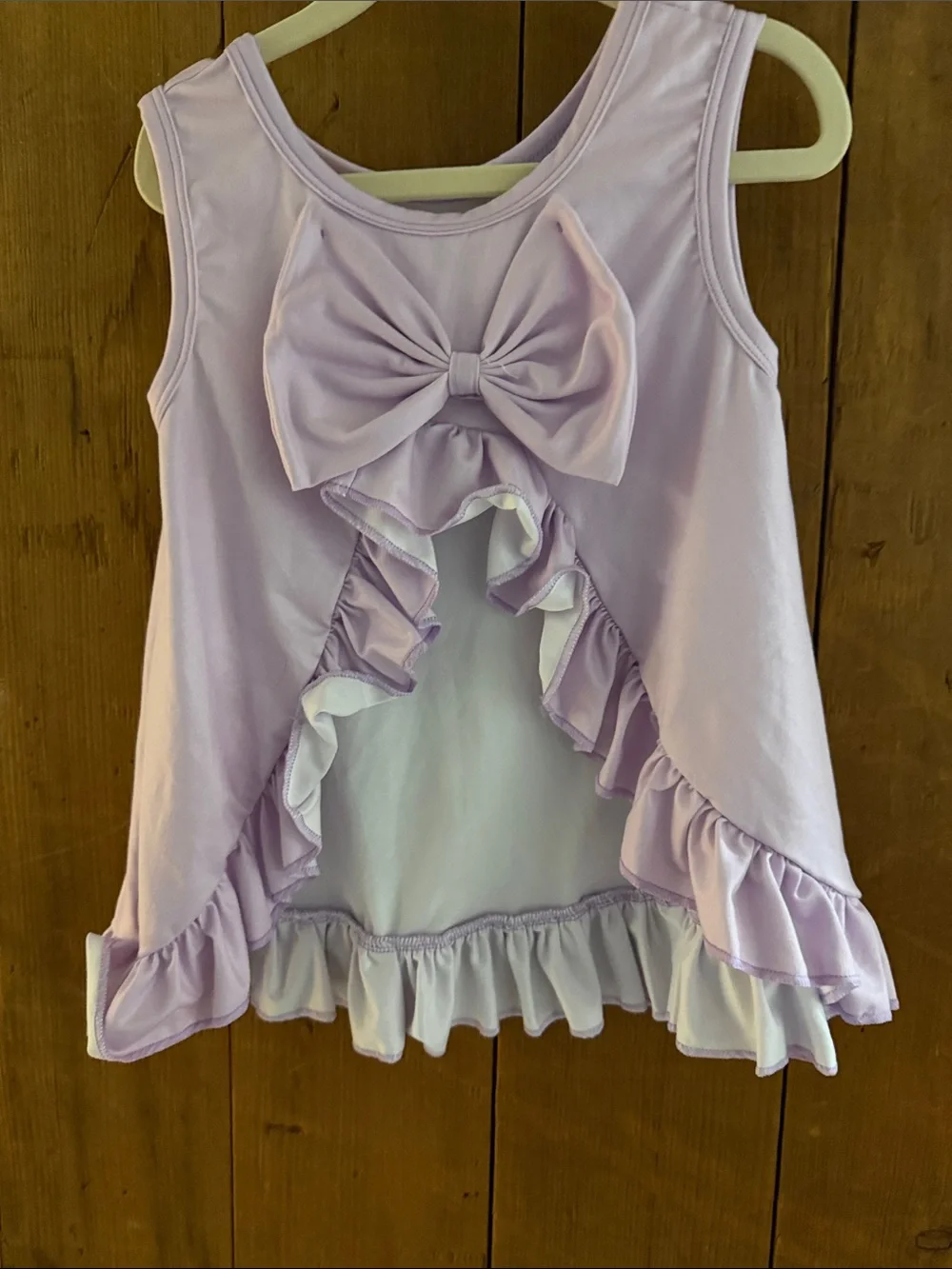 Girls' Lavender Ruffle Tank & Striped Leggings Set